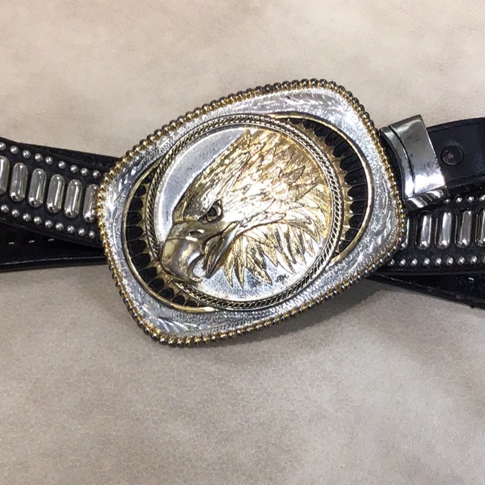 Vintage Award Design Medals Belt with Eagle head Buckle.